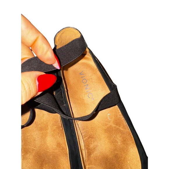 Vionic Black Suede Leather Wedge Mary Jane Shoes Size 8.5 Comfort Classic Cute - Picture 3 of 7